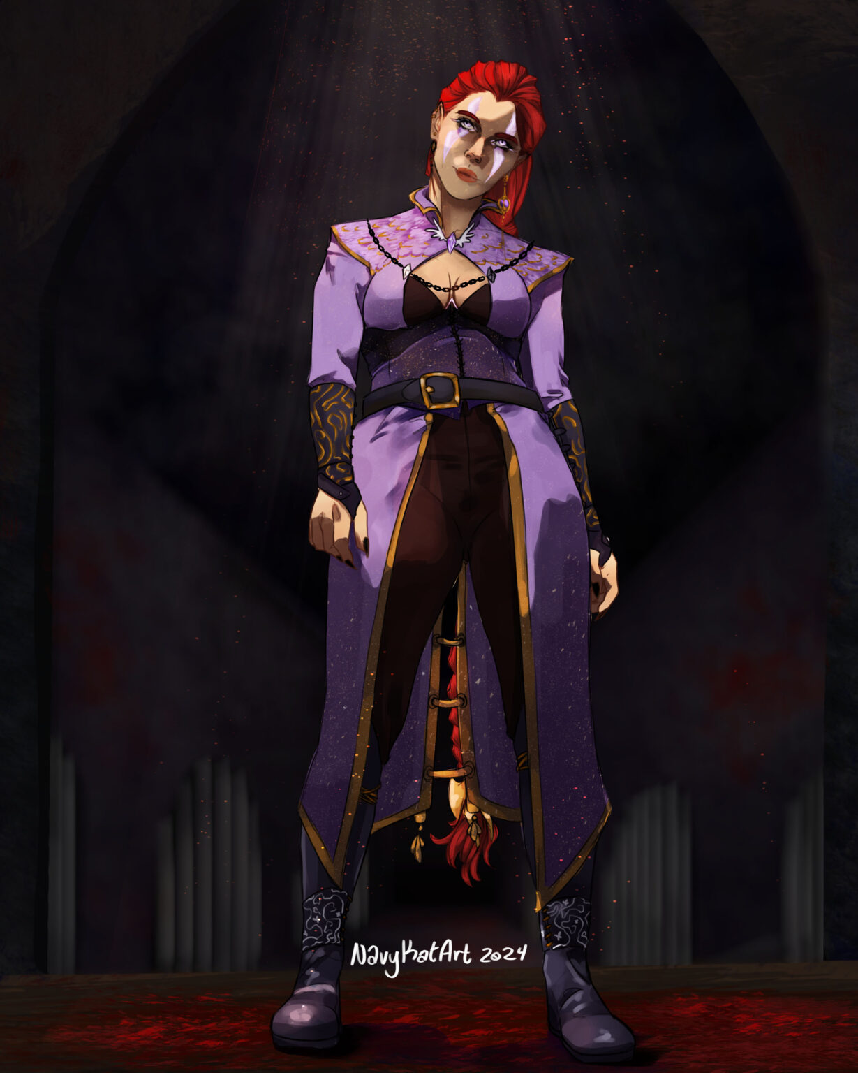 red_haired_woman_in_purple character design services display image